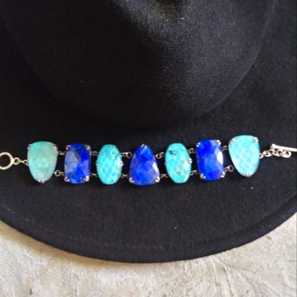 STERLING TORQUIS BLUE GREEN STERLING SILVER